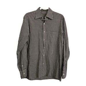 Canali Shirt Mens Medium Purple Gingham Check Cotton Button Up Longsleeve Italy